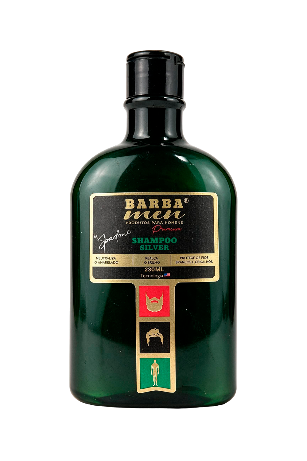 Shampoo Silver 2 em 1 com Matizador by Spadone para Barbas Brancas e Grisalhas  1
