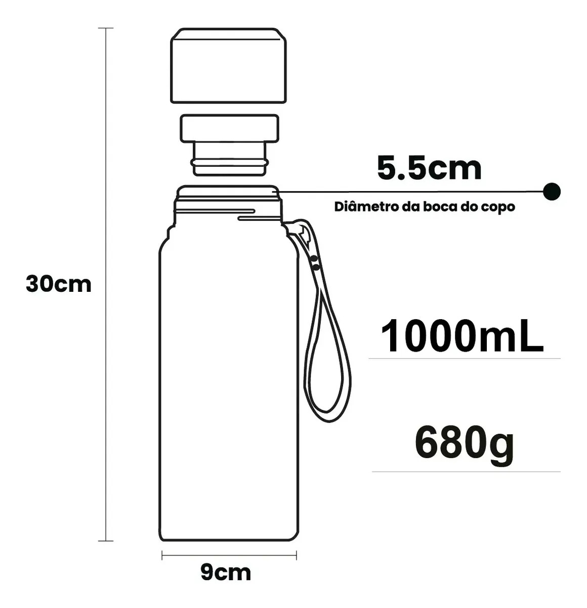 Garrafa Térmica Aço Inox Portátil Caneca de Viagem com Corda e Bolsa 2
