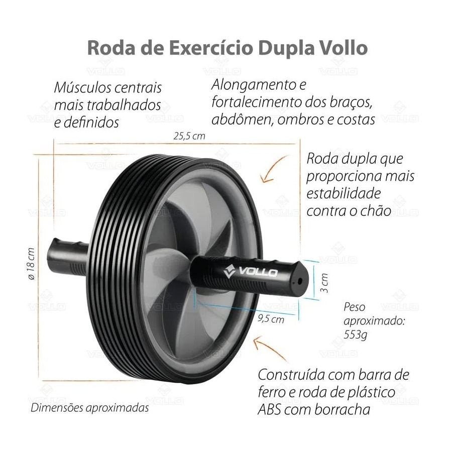 Roda de Exercício Abdominal Dupla Vollo 3