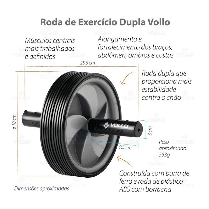 Roda de Exercício Abdominal Dupla Vollo 3