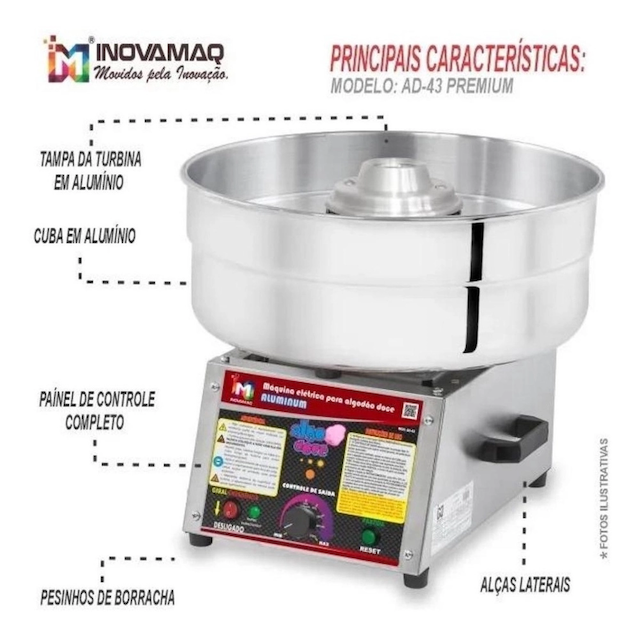 Máquina de Algodão Doce Aluminium Profissional 2