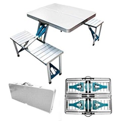 Mesa para Camping Dobrável Maleta com Banquetas