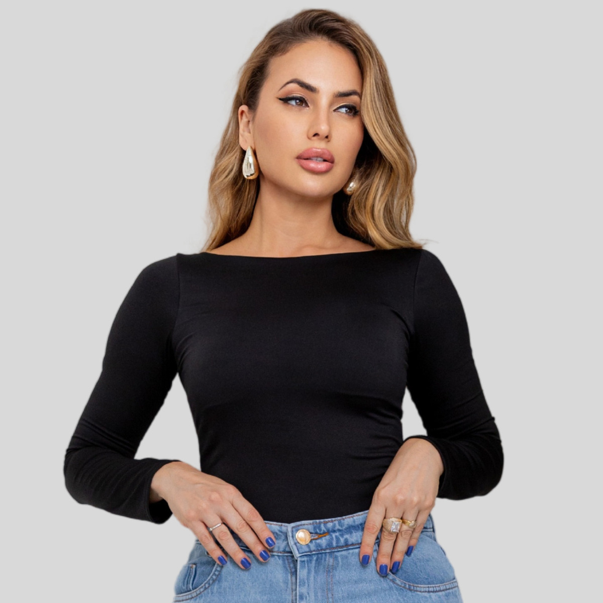 Blusa Decote Costas Suplex Manga Longa 2