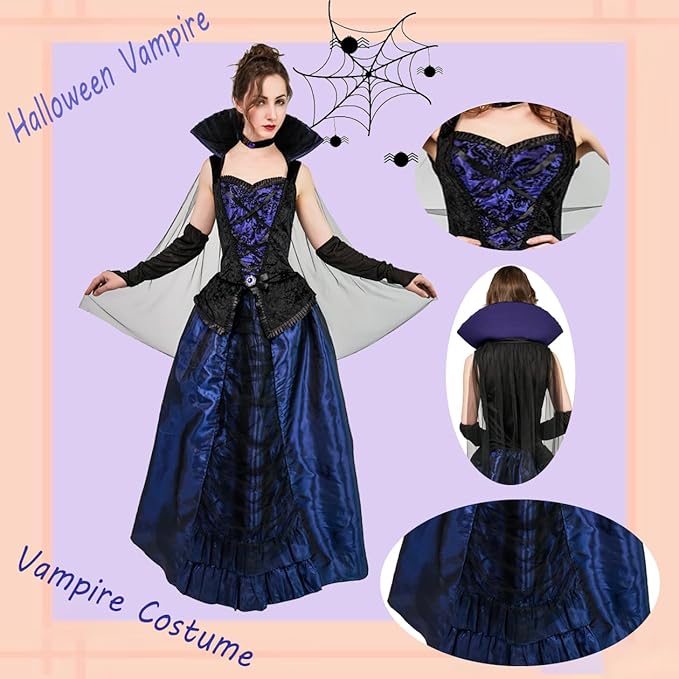 Fantasia Feminina de Halloween da Rainha Vampira 5