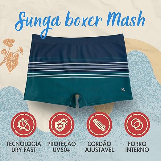 Sunga Boxer Estampada com Listras  2
