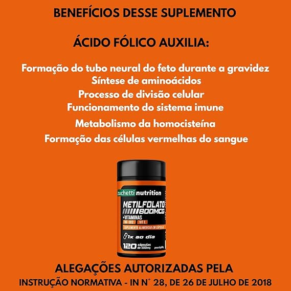 Metilfolato Ácido Fólico 800 mcg Vitamina B12 B6 Original 4