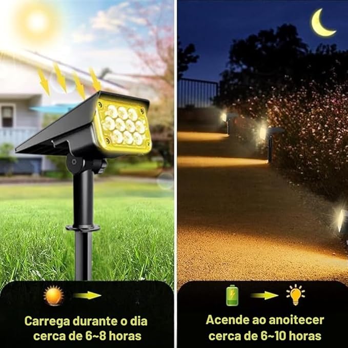 Kit 2 Mini Luminária Espeto Solar Jardim Luz 10 LED IP44 5
