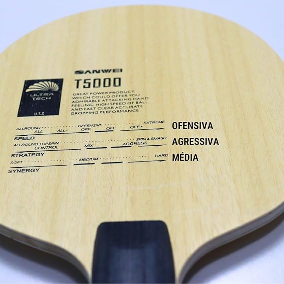 Raquete Tênis de Mesa T5000 Profissional Carbono  5