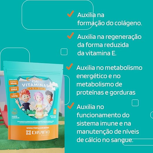 C-Triple Kids Vitamina C + Vitamina D + Zinco 30 Gomas 3