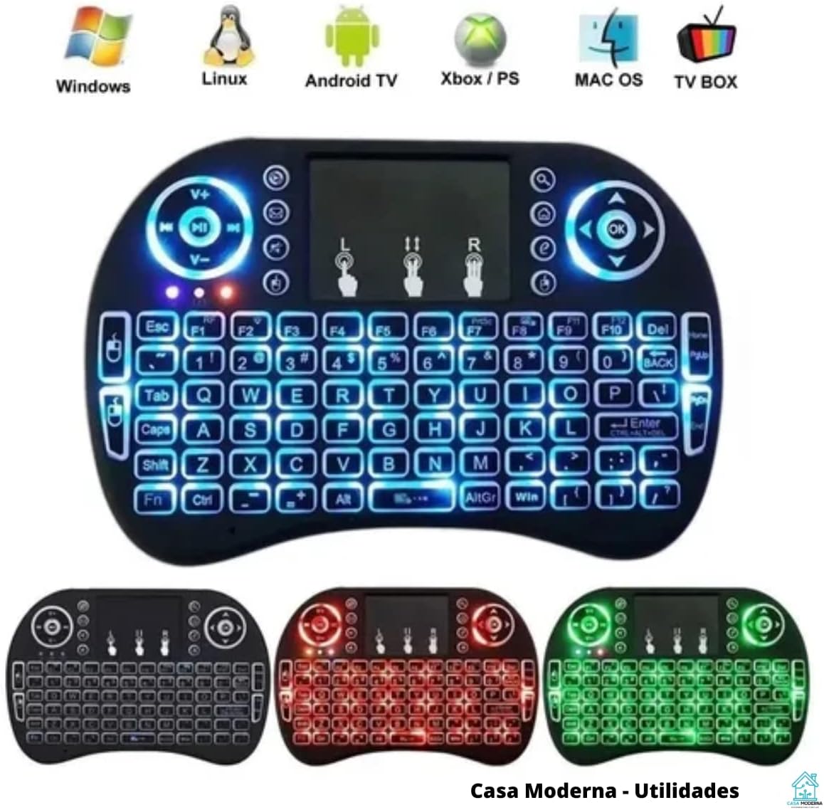 Mini Teclado Wireless LED com Touchpad 5