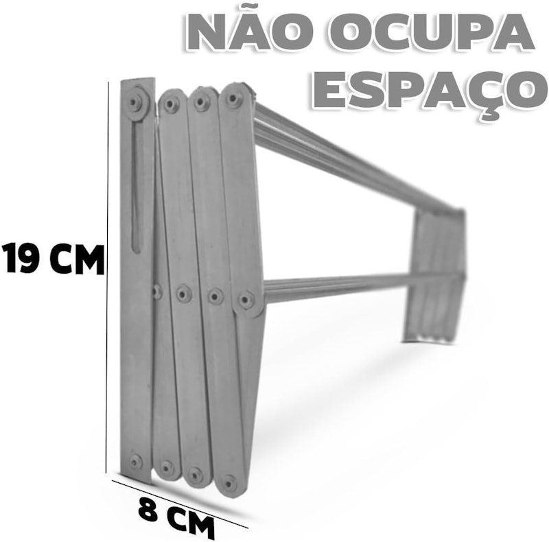 Varal de Parede Sanfonado Retrátil 1 Metro ST 4