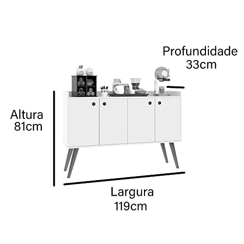 Aparador Buffet Retrô 4 Portas Dallas 5