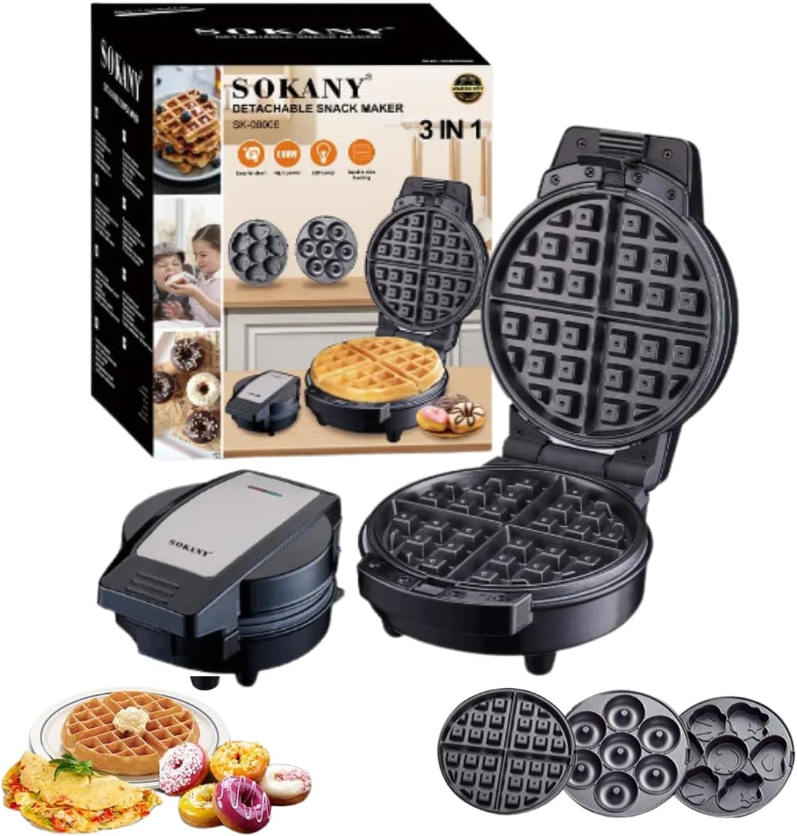 Máquina de Donuts 3 em 1: Waffles, Donuts e Bolinhos (110 V)