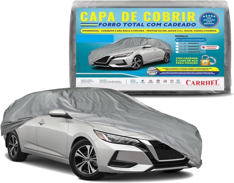 Capa para Cobrir Carro 100% Forrada e Impermeável com Cadeado 1