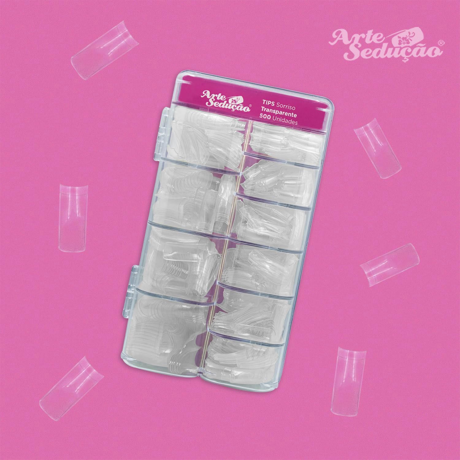 Unhas Postiças Tips Para Alongamento Modelo Sorriso Transparente 4