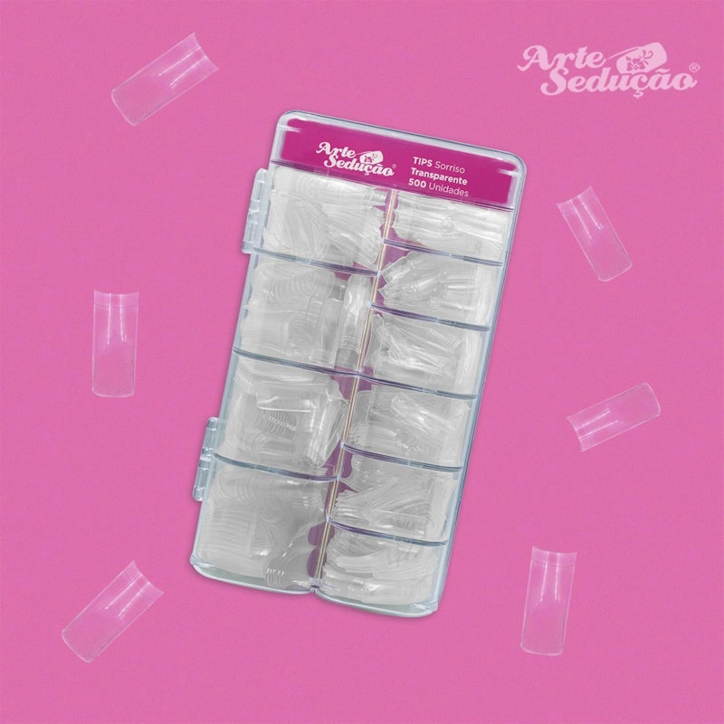 Unhas Postiças Tips Para Alongamento Modelo Sorriso Transparente 4