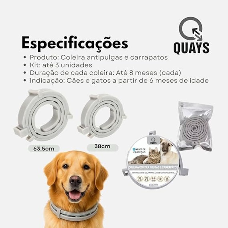 Kit com 3 Coleiras Antipulgas para Cães e Gatos 3