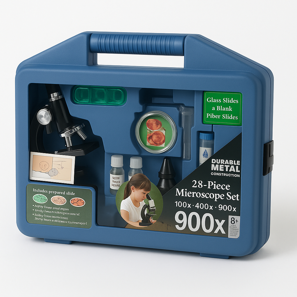 Kit Microscópio Biológico Infantil 28 Peças Educacional Portátil 4