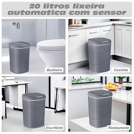 Lixeira Automática com Sensor 20 L com 3 Modos 4