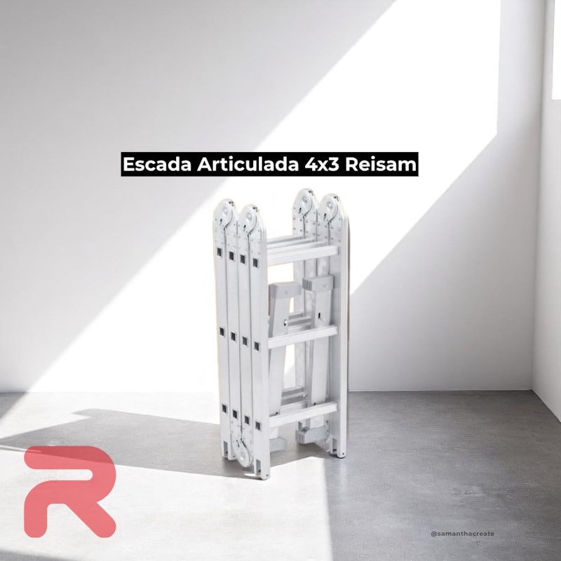Escada Articulada 12 Degraus de Alumínio 4x3 13 Posições Reisam 5
