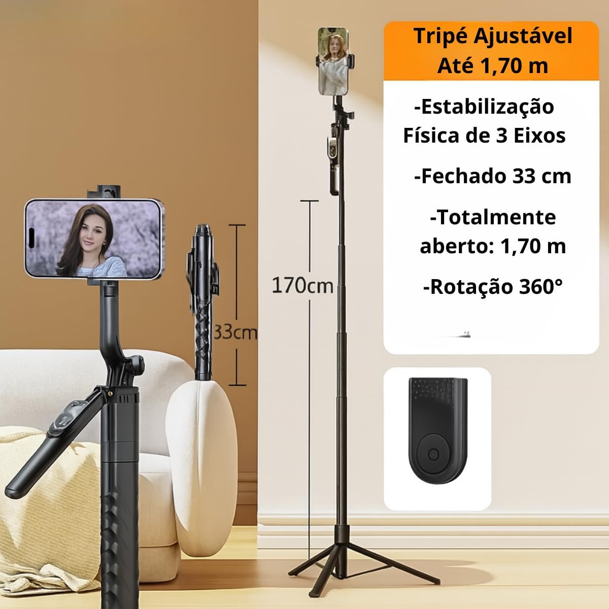 Tripé Bastão de Selfie 3 em 1 5
