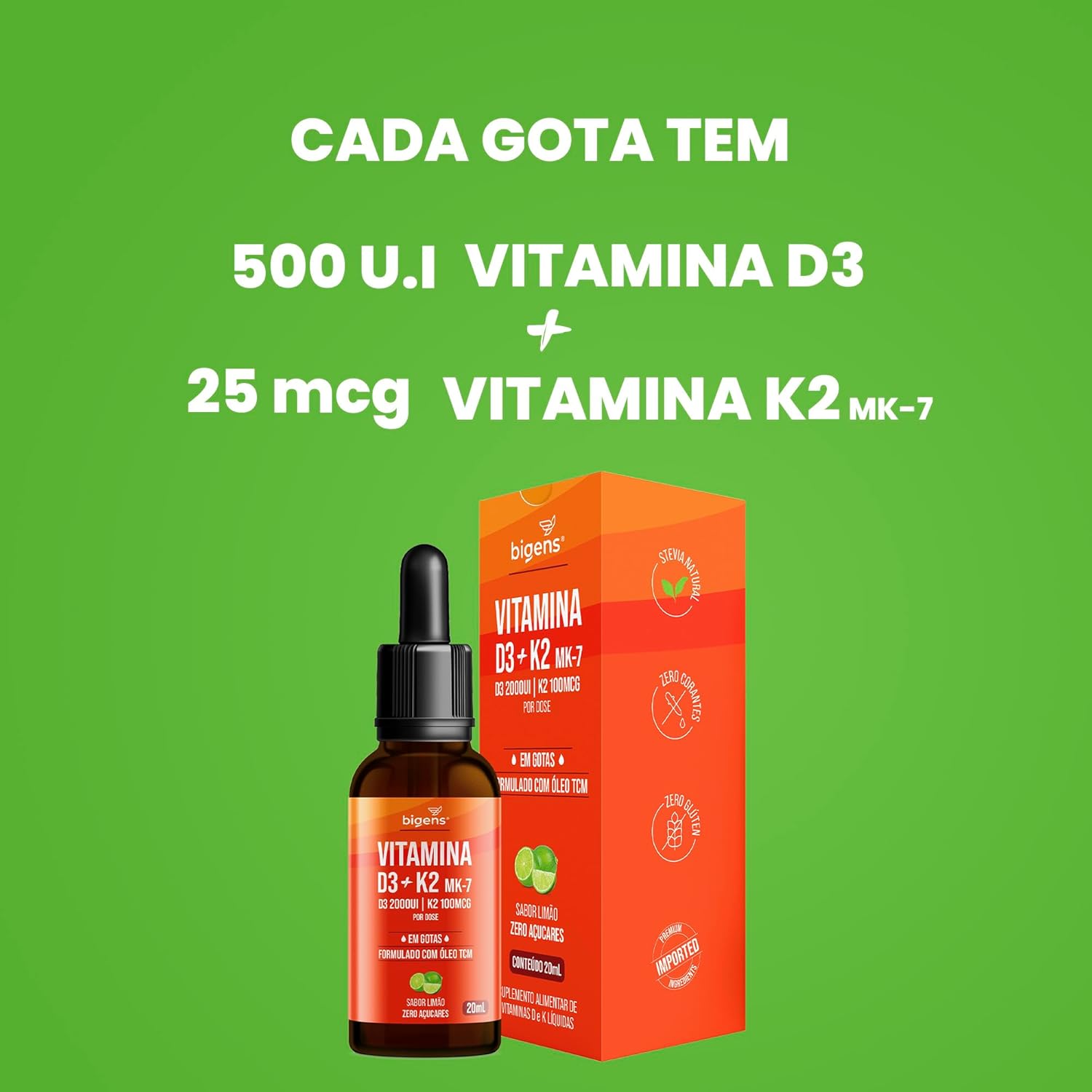 Vitamina D3 + K2 MK7 Gotas Bigens 3