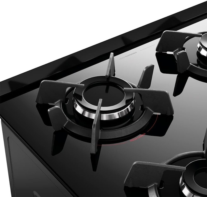 Fogão 4 Bocas Preto com Mesa de Vidro Dako Supreme Glass 5