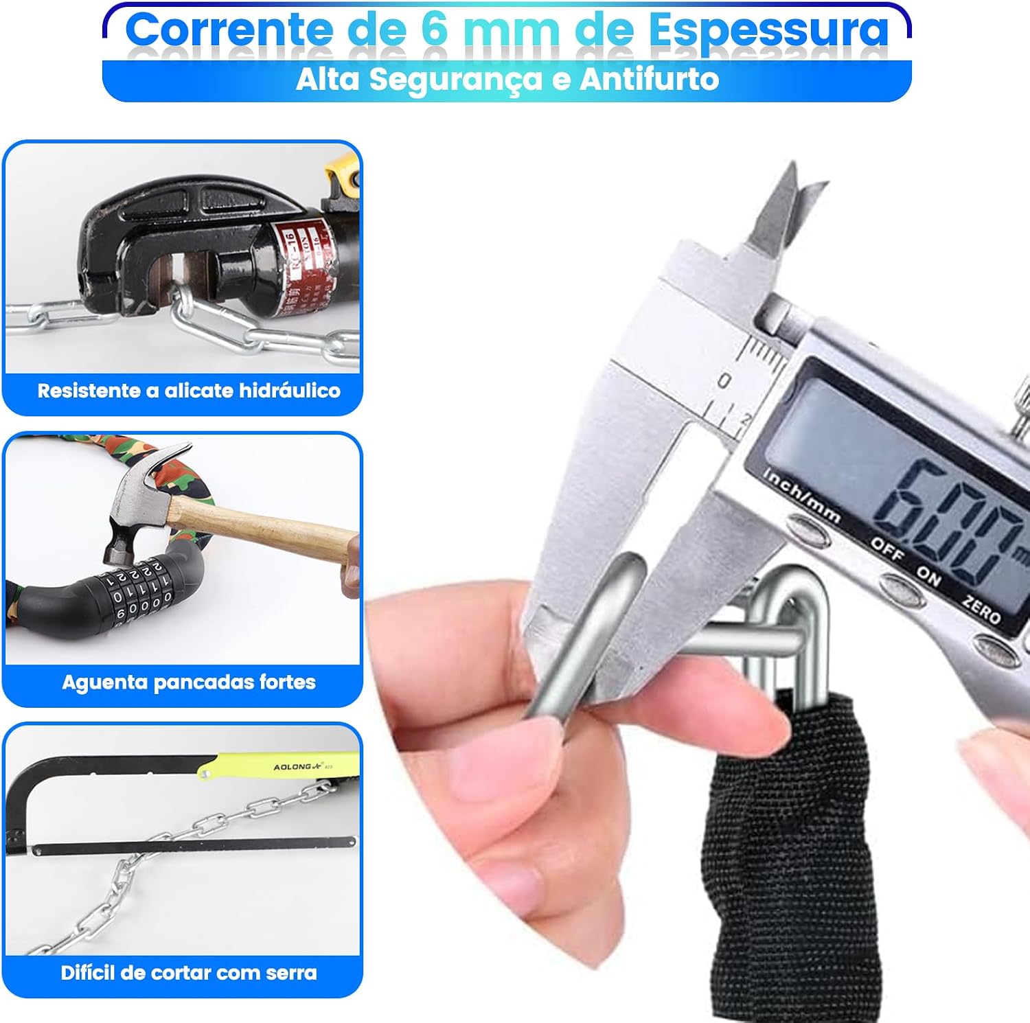 Cadeado Corrente para Bicicleta Solviva 3