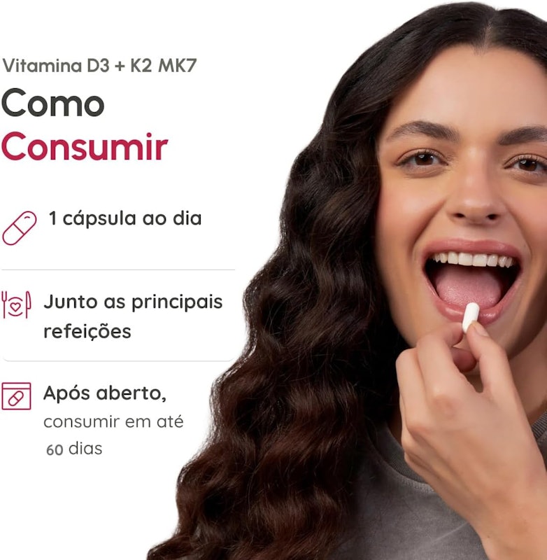 Vitamina D3 + Vitamina K2 com 2000 UI por Cápsula Vhita 3