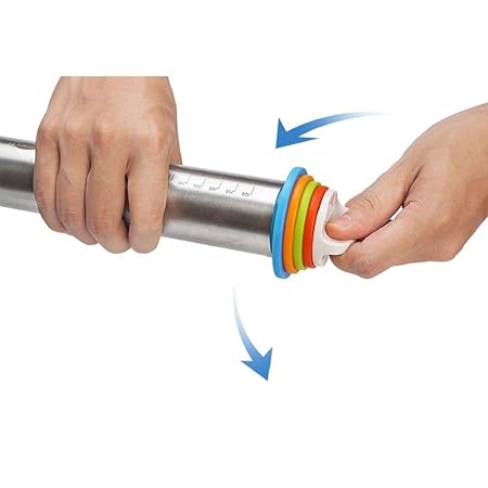 Rolo p/Massas em Aço Inox e Reguladores de Plástico 4