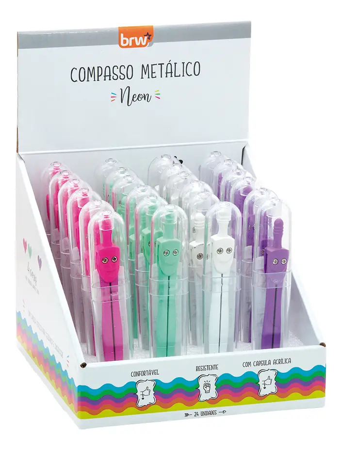 Compasso Escolar Metálico Neon 4