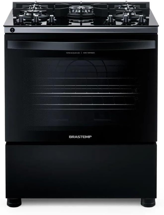 Fogão Brastemp 5 Bocas Preto com Mesa de Vidro 1