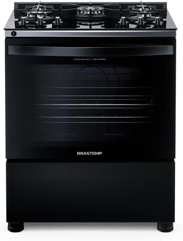 Fogão Brastemp 5 Bocas Preto com Mesa de Vidro 1