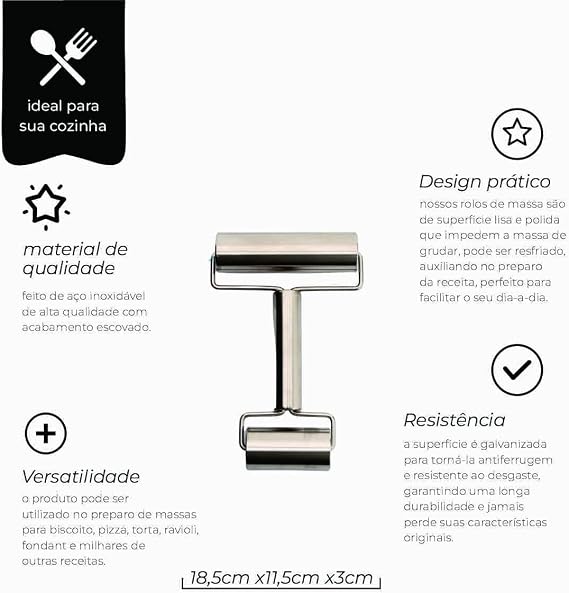 Rolo Duplo p/Massa em Inox 2