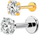 CÉU E NÓS Kit 2 Piercings Zircônia Dourado e Prata Titânio Hipoalergênico 1