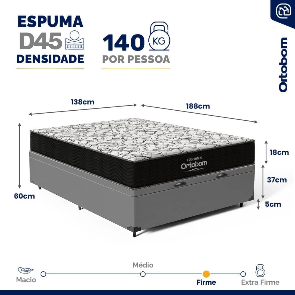 Cama Box Baú com Colchão de Espuma D45 Ortobom AirTech 150 2