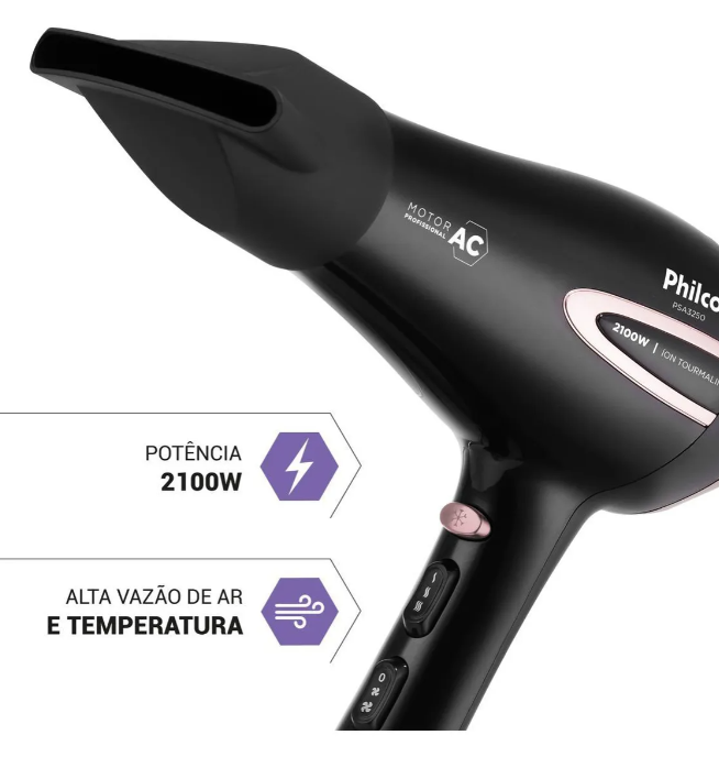 Secador de Cabelo com Íons Tourmaline 2100 W 5