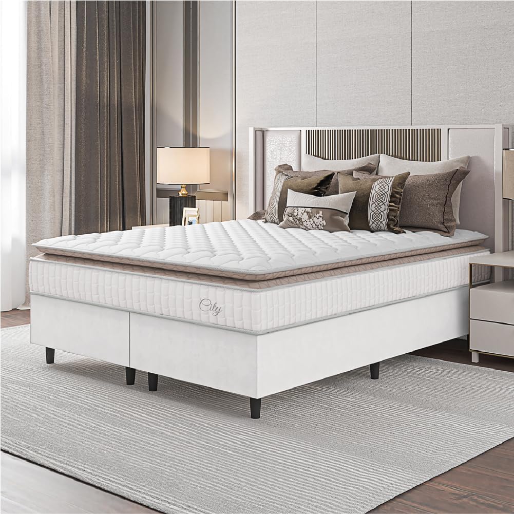 Cama Box Colchão Casal King Molas Ensacadas City Pillow Top Hellen 5