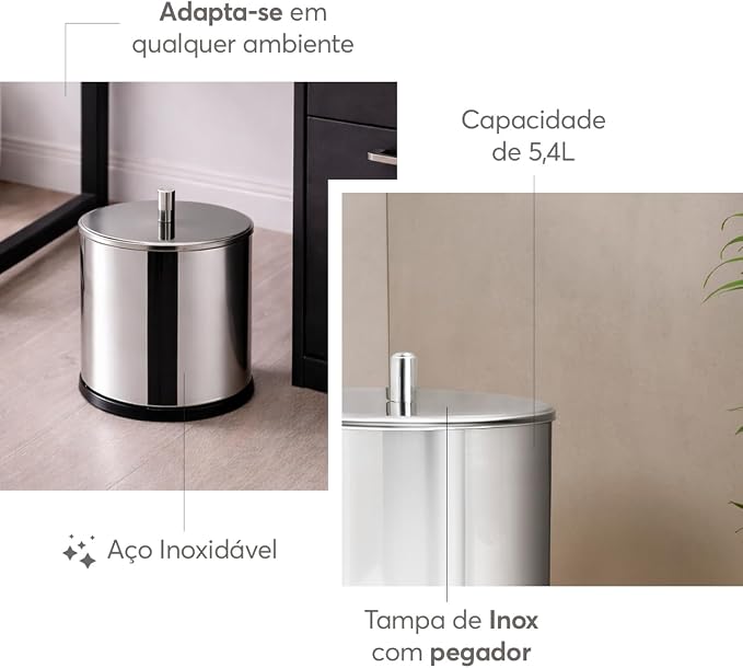Lixeira com Tampa Brinox Decorline 5,4 L 4
