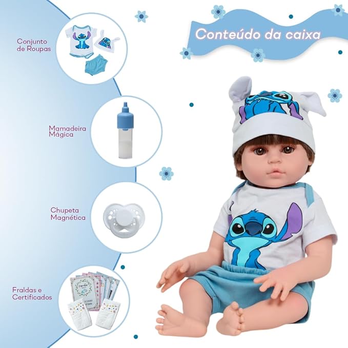 Bebê Reborn Menino com Acessórios Lindo Recém Nascido 2