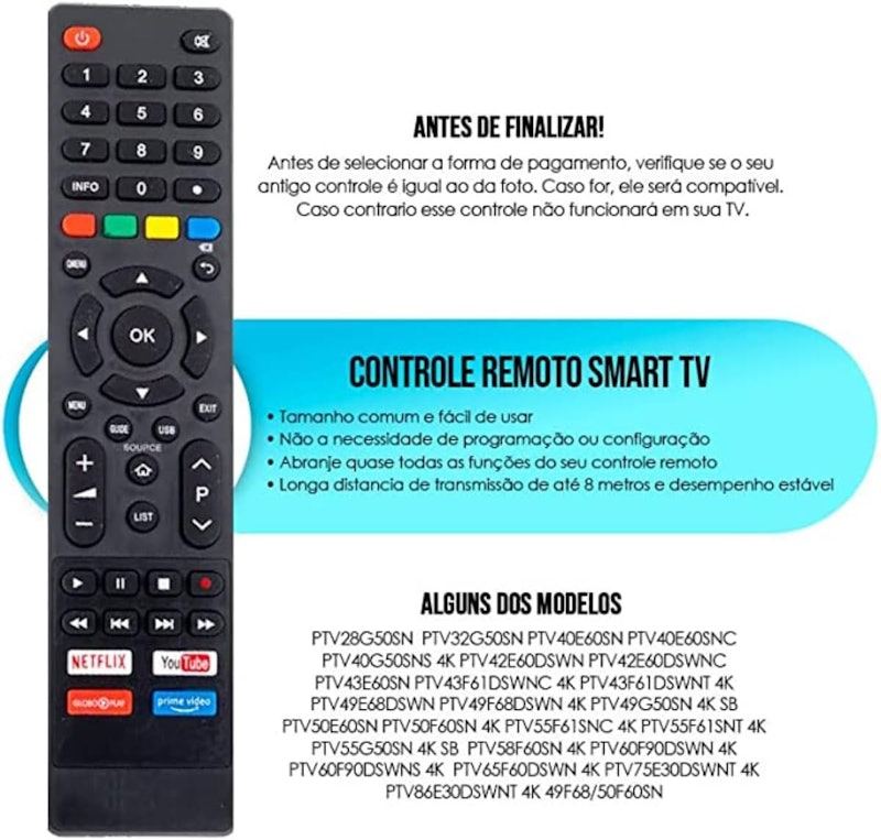 Controle Remoto Smart TV Compatível com Philco 2