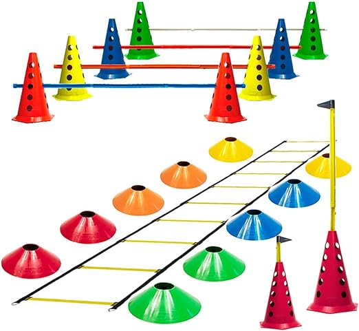 Escada Funcional + 10 Cones Furados c/ Barreiras + 10 Pratos 1