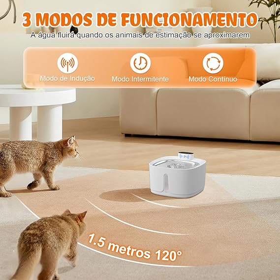 Bebedouro para Gatos Sem Fio com Sensor 3,2 L  4