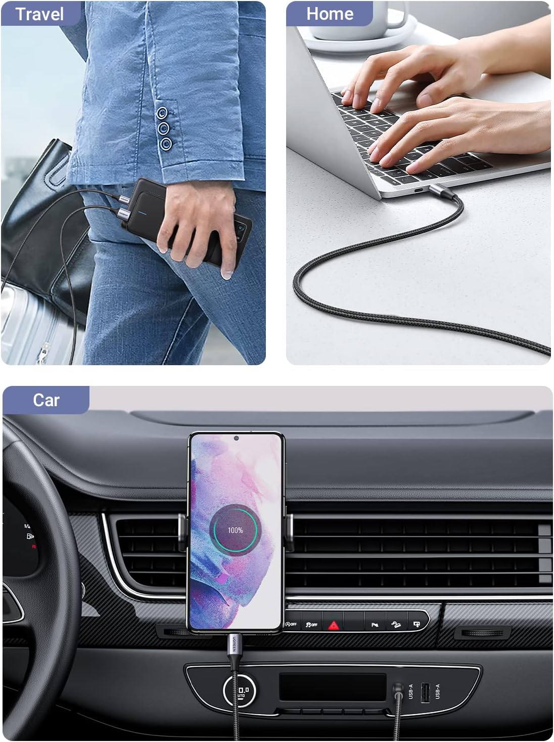 Cabo Usb-C para Usb A Ugreen Usb 2.0 Carregamento 3 A 3