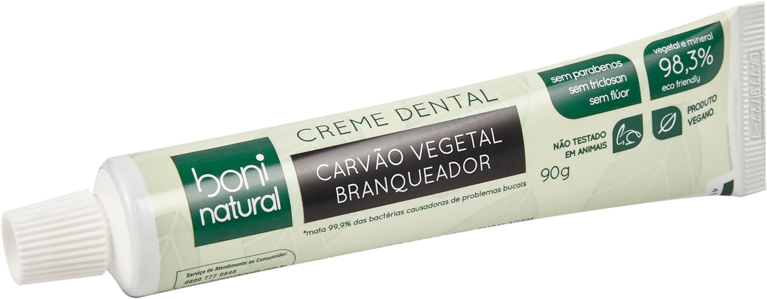 Creme Dental Boni Natural Menta e Carvão Vegetal 2