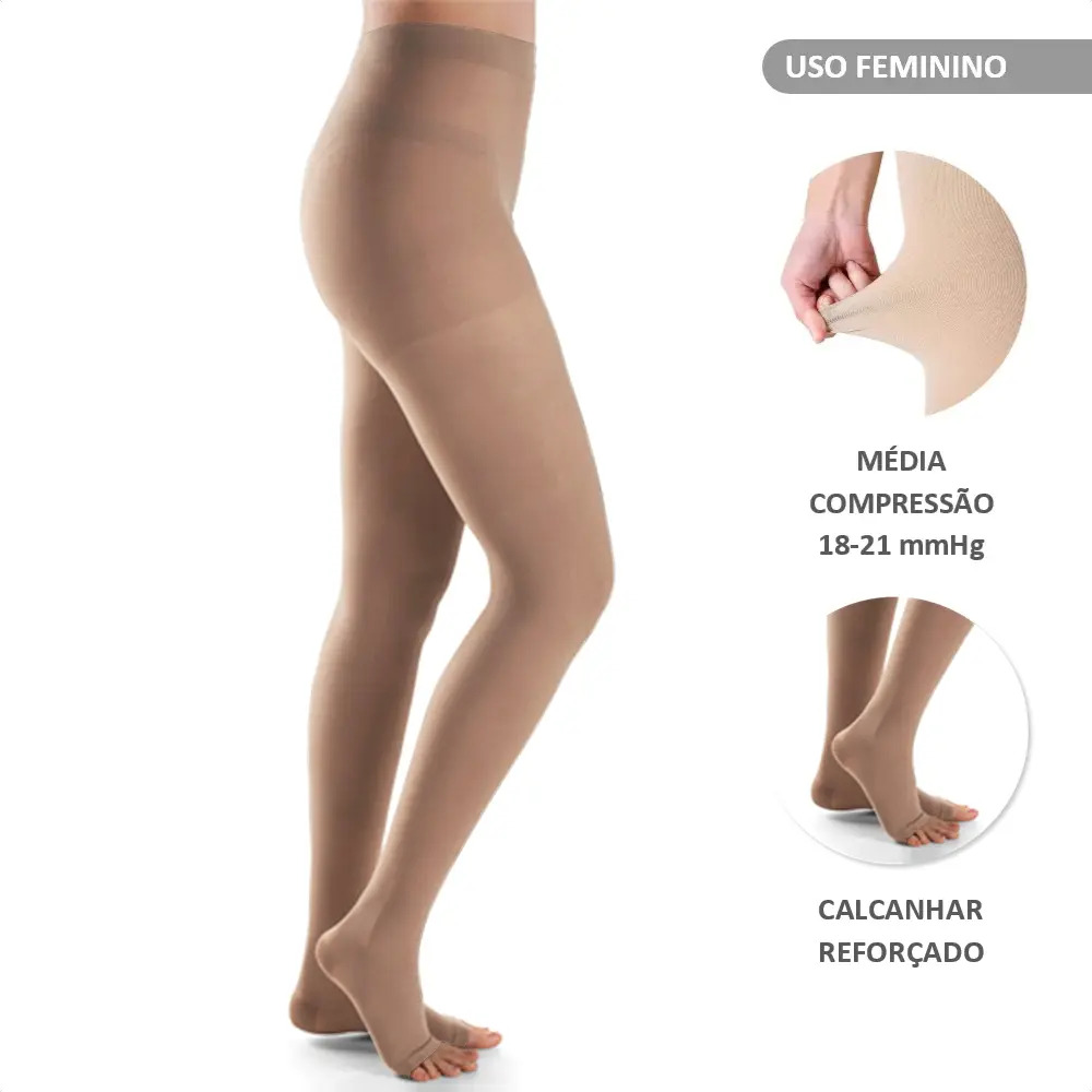 Meia de Compressão Feminina Meia Calça Média 18-21 mmHg sem Ponteira 3