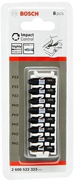 Jogo de Pontas para Parafusar Impact Control 25 mm 8 Peças 2