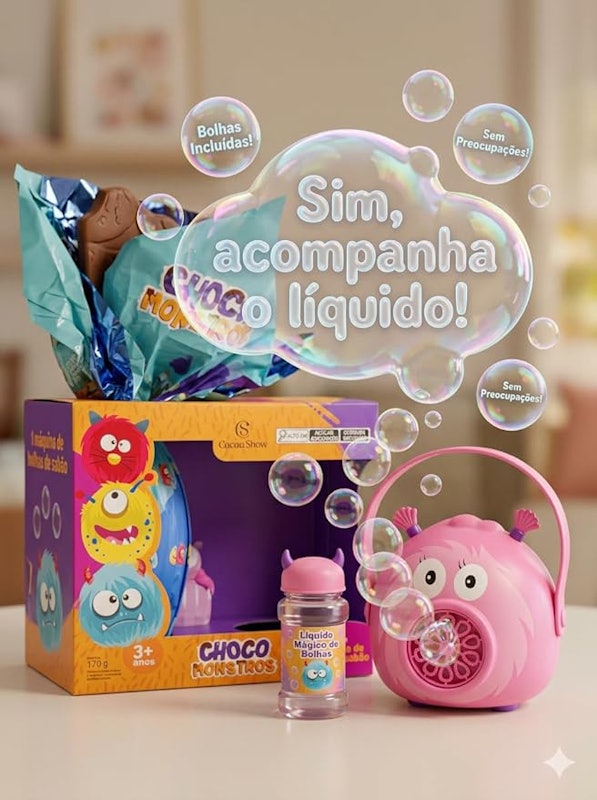 Ovo de Páscoa ao Leite Chocomonstros Bolha de Sabão Claudete 5
