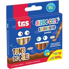 Giz de Cera Jumbo Triangular – Tons de Pele – 12 Cores