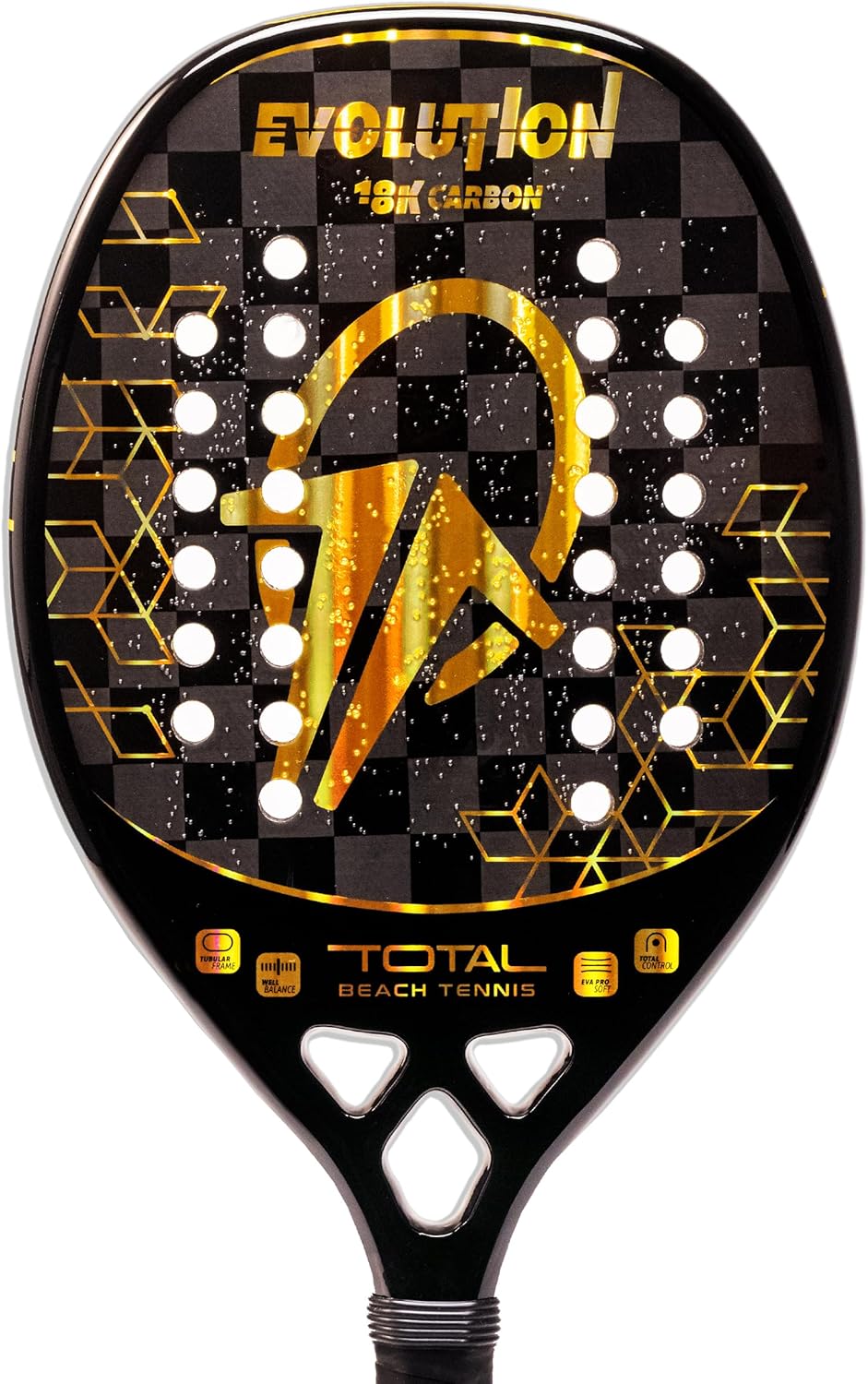 Raquete Beach Tennis Carbono 18k Total Evolution Golden + Capa 5